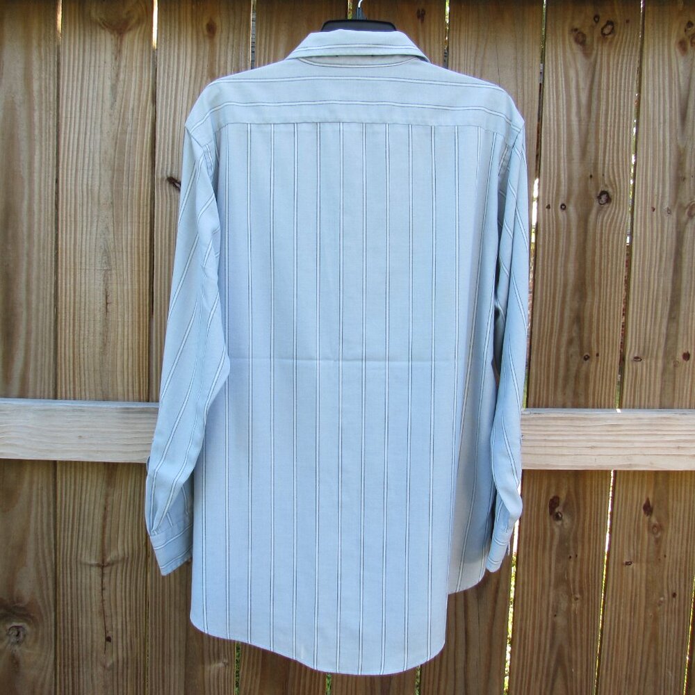 Christian Dior Men Button-up Dress shirt 16/32-33 Bluish Gray w/ White stripes - Picture 7 of 16